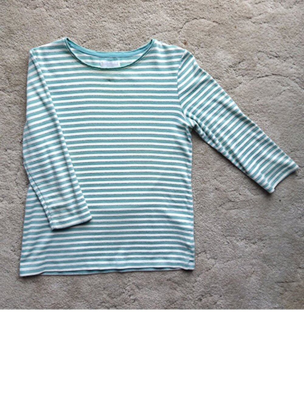 Chico's 3/4 Sleeve Striped Top with Silver Accents